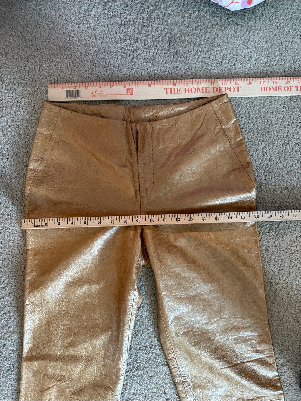 Banana Republic Vintage Gold Genuine Leather Pants Lined Split Leg | Size 6 - Picture 10 of 13